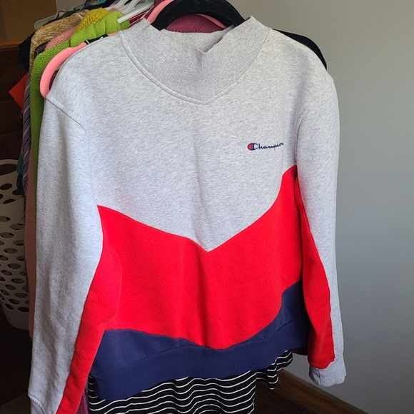 Champion Tops - Red gray and blue Champion pullover